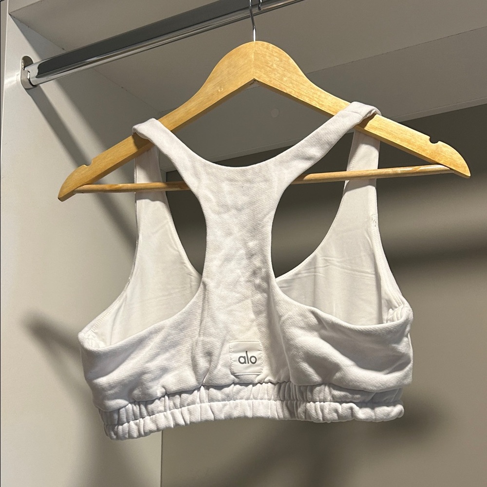 ALO Yoga White Racerback Sports Bra - Picture 4 of 6